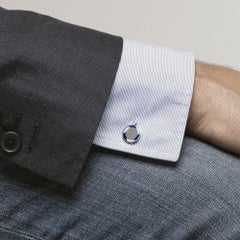 Alex Jona Sterling Silver Blue White Enamel Cufflinks