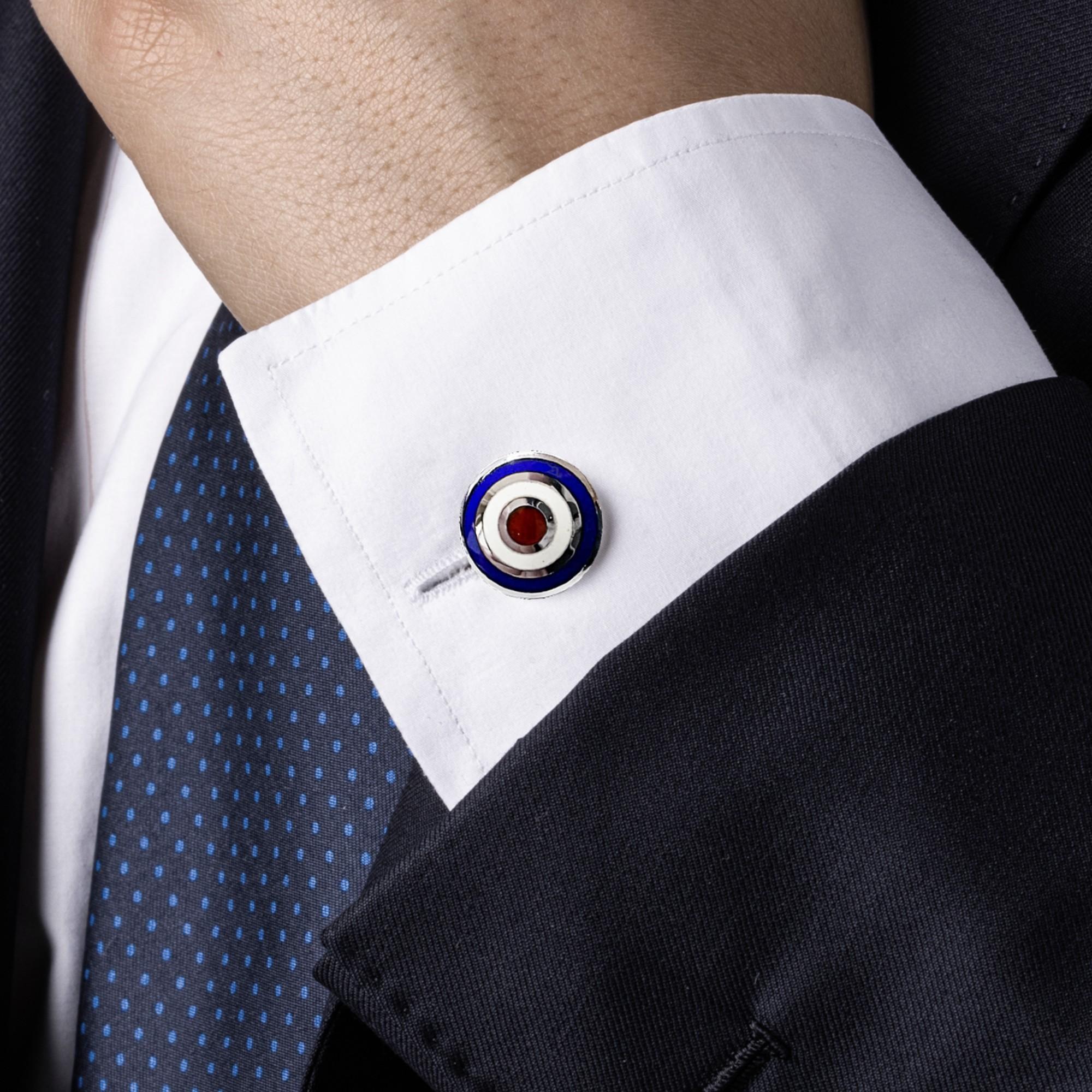 da uomo o donna Gemelli da polso Alex Jona in argento sterling con smalto blu, bianco e rosso in vendita