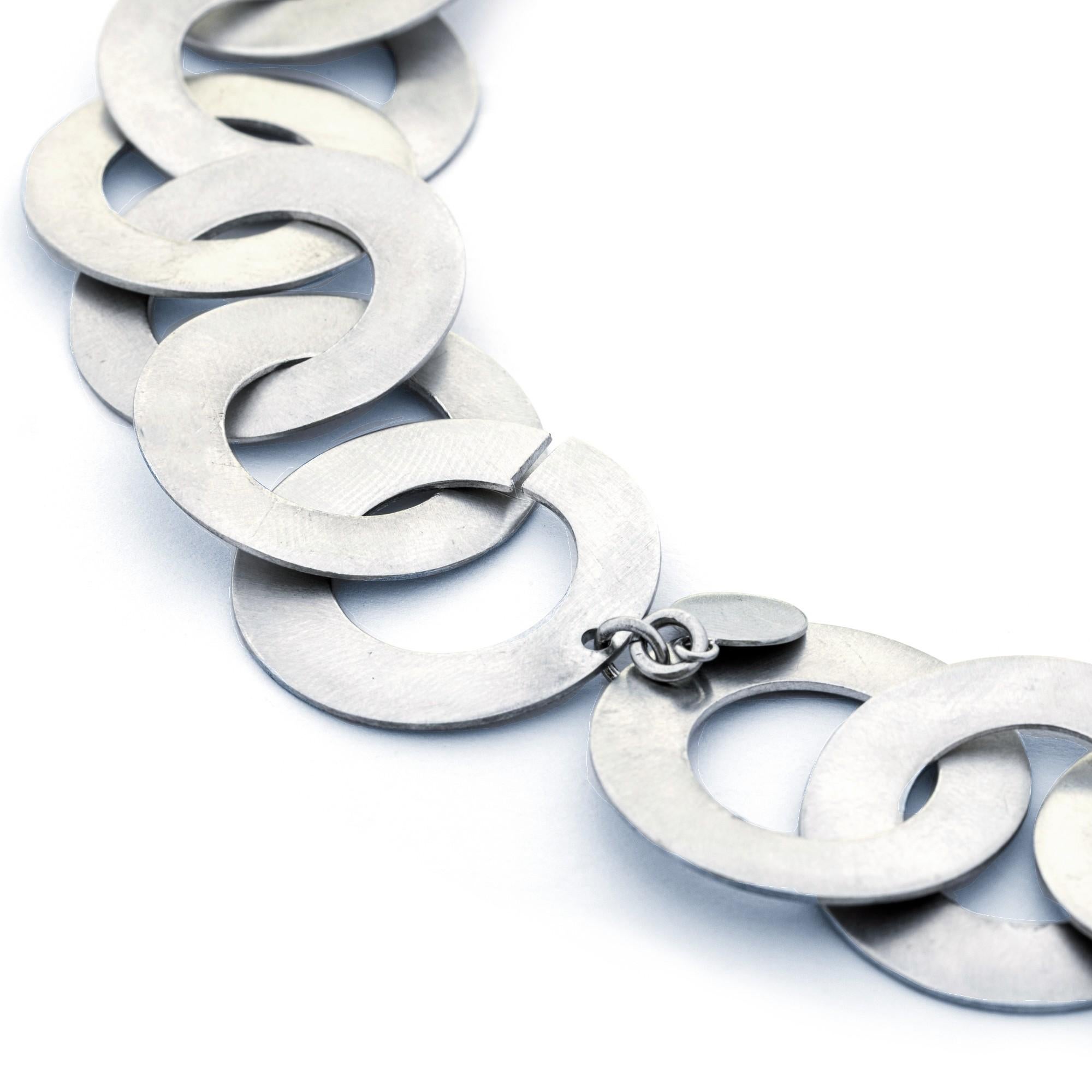 da uomo o donna Alex Jona - Collana a catena in argento spazzolato con Link in vendita