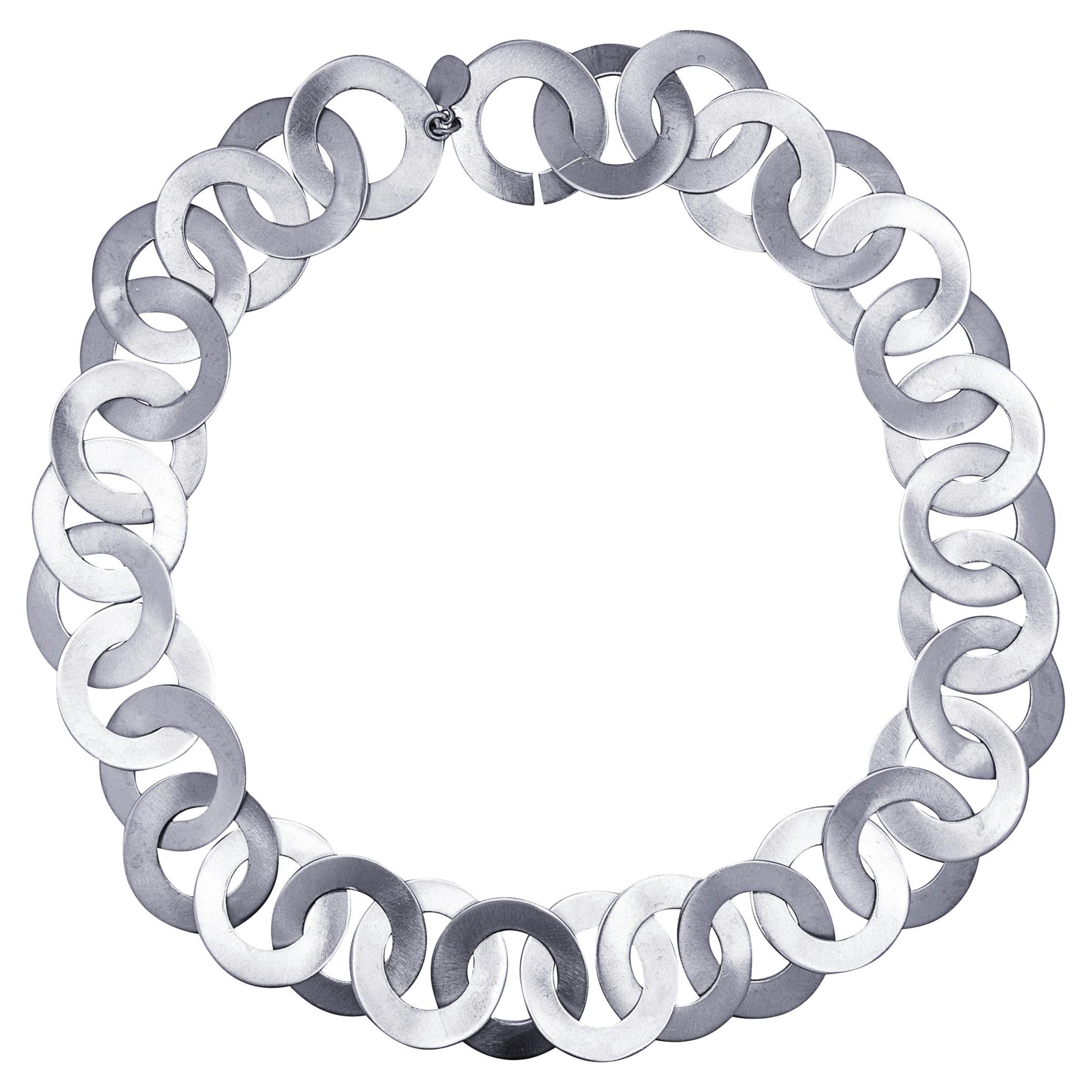 Alex Jona - Collana a catena in argento spazzolato con Link in vendita