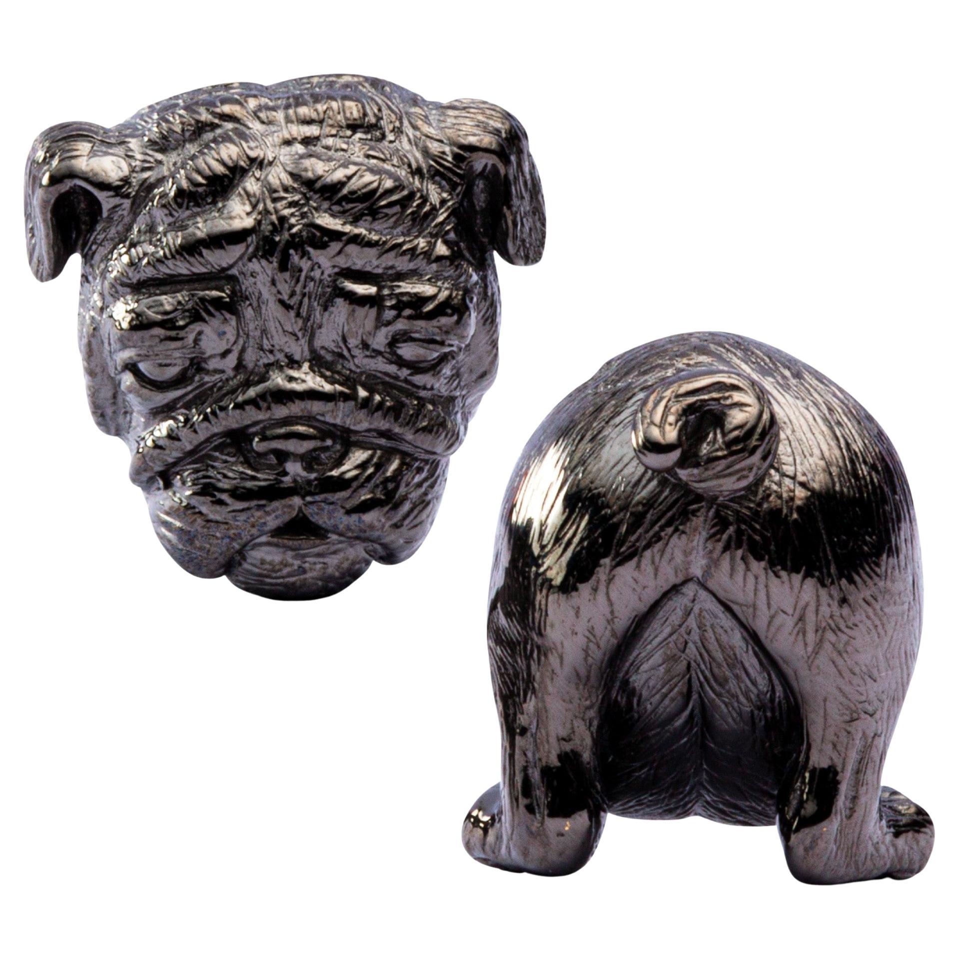 Alex Jona Boutons de manchette bouledogue en argent sterling