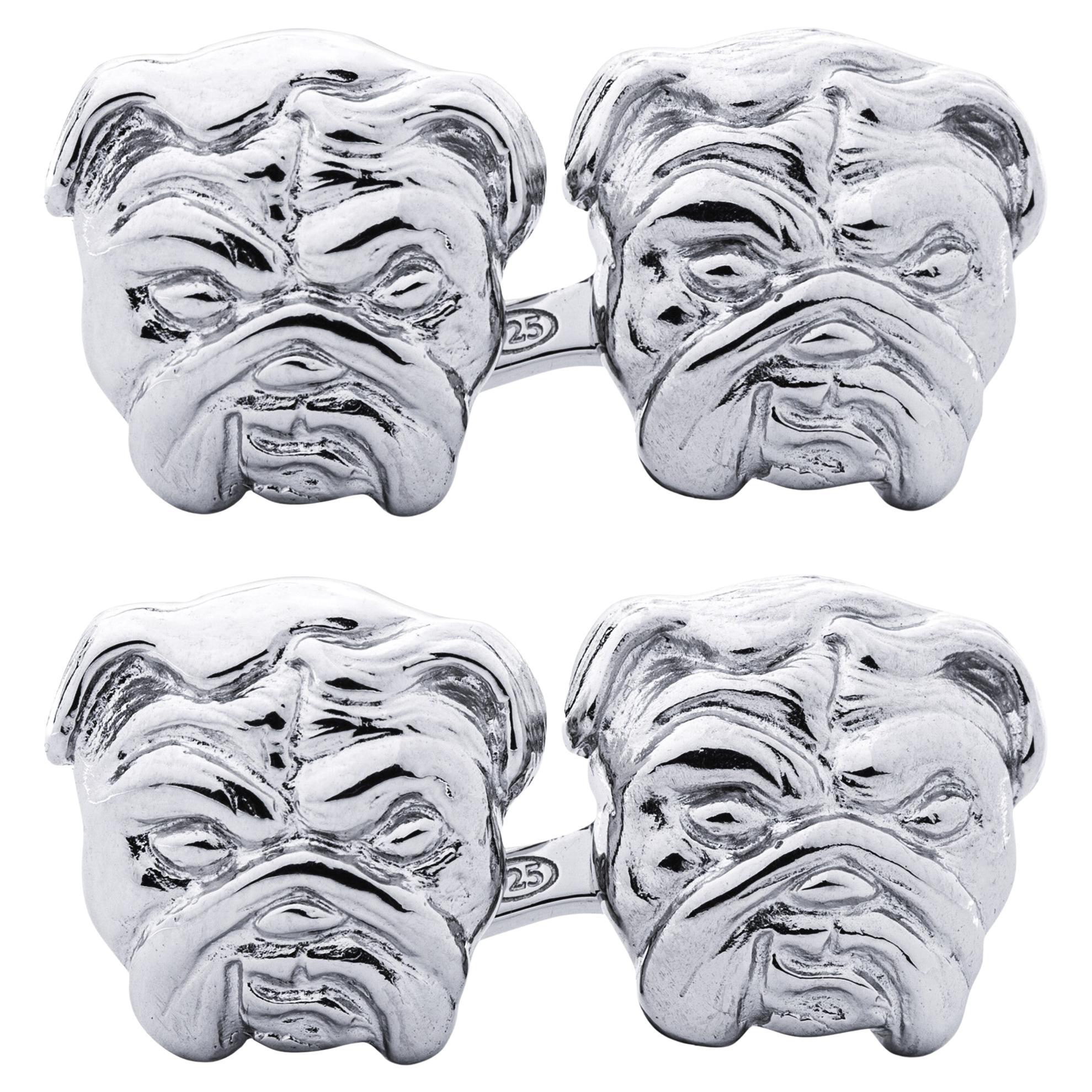 Gemelli Bulldog Alex Jona in argento sterling