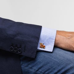 Alex Jona Sterling Silver Bulldog Gold Plated Cufflinks