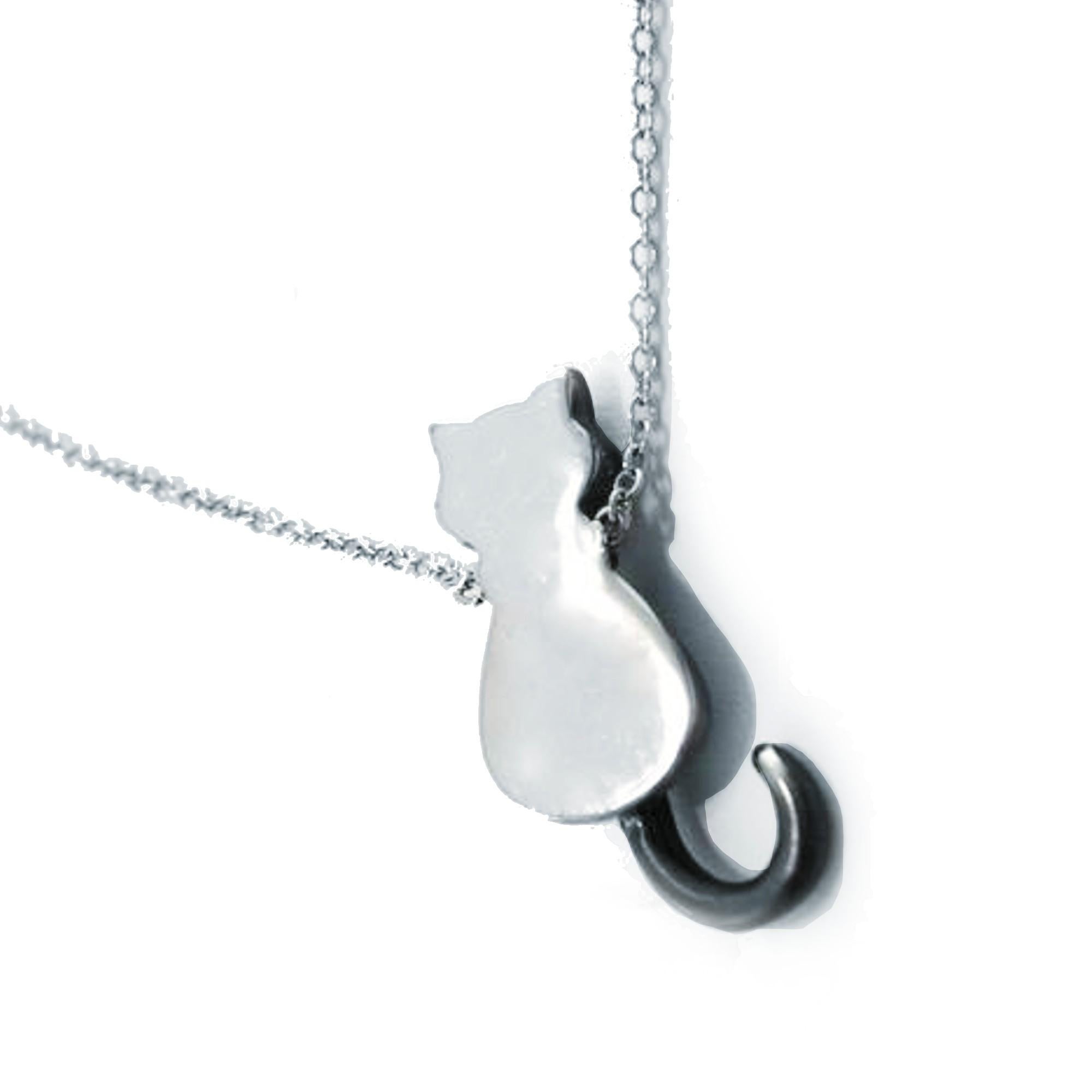silver cat necklace