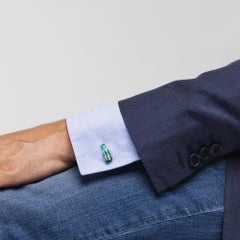 Gemelli Alex Jona in argento sterling con bottiglia verde di champagne