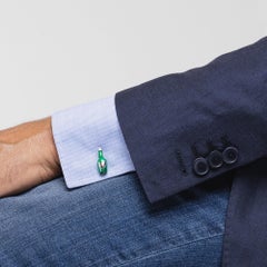 Alex Jona Sterling Silver Champagne Green Bottle Cufflinks