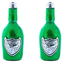 Alex Jona Sterling Silver Champagne Green Bottle Cufflinks