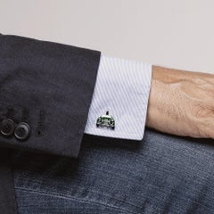 Gemelli Alex Jona in argento sterling con smalto verde Classic Mini Car