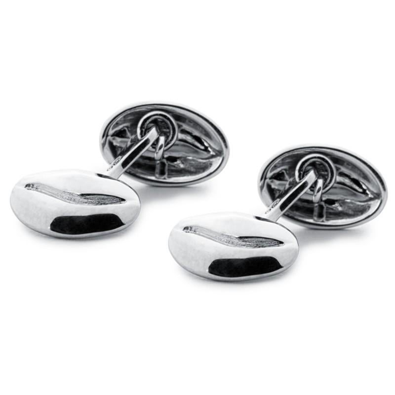 Men's Alex Jona Sterling Silver Coffee Bean Cufflinks For Sale