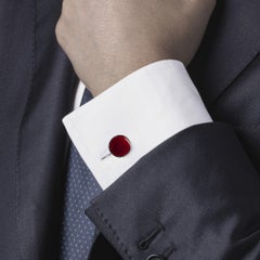 Gemelos Alex Jona de plata de ley con esmalte rojo intenso, Italia