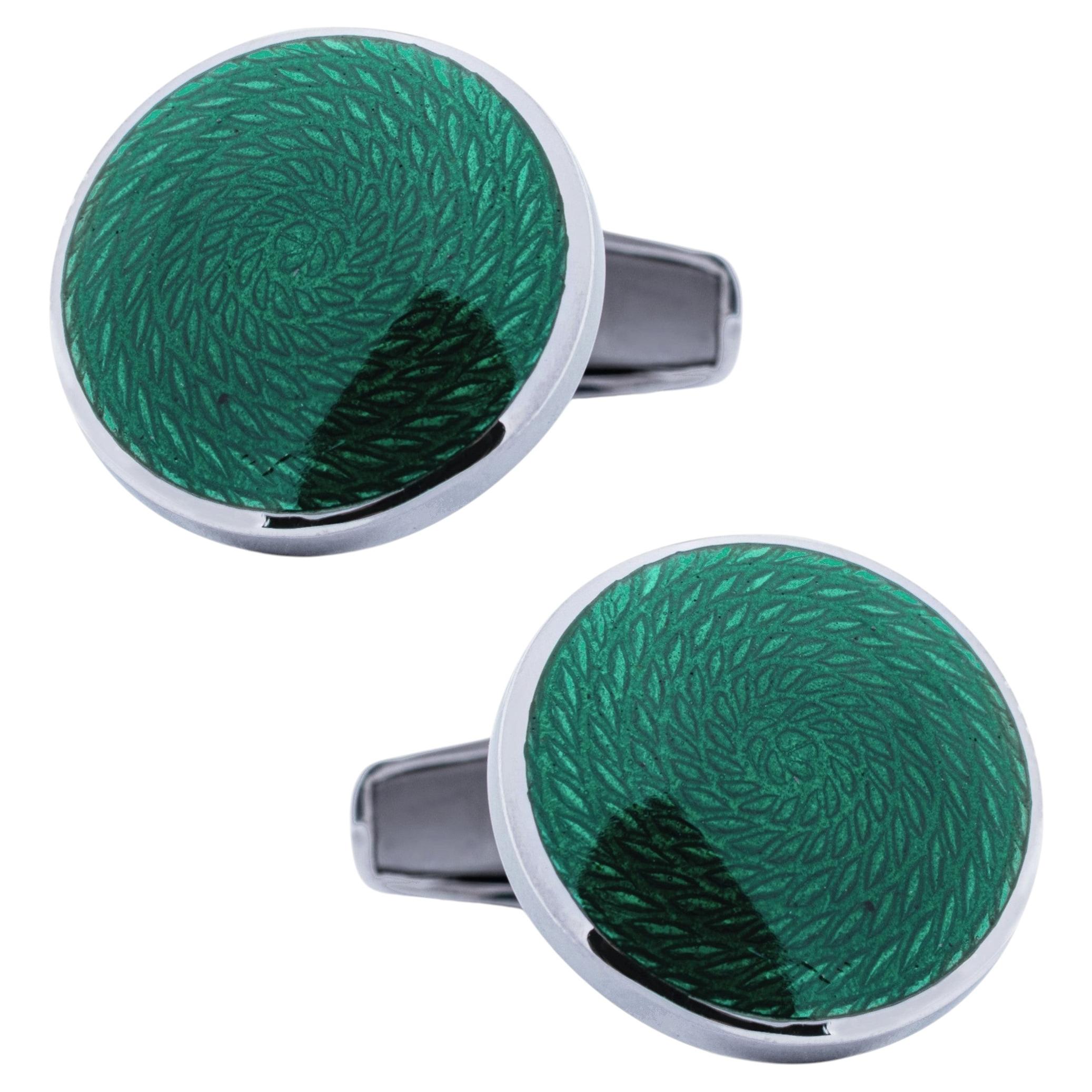 Gemelli Alex Jona in argento sterling con smalto a fuoco verde, Italia