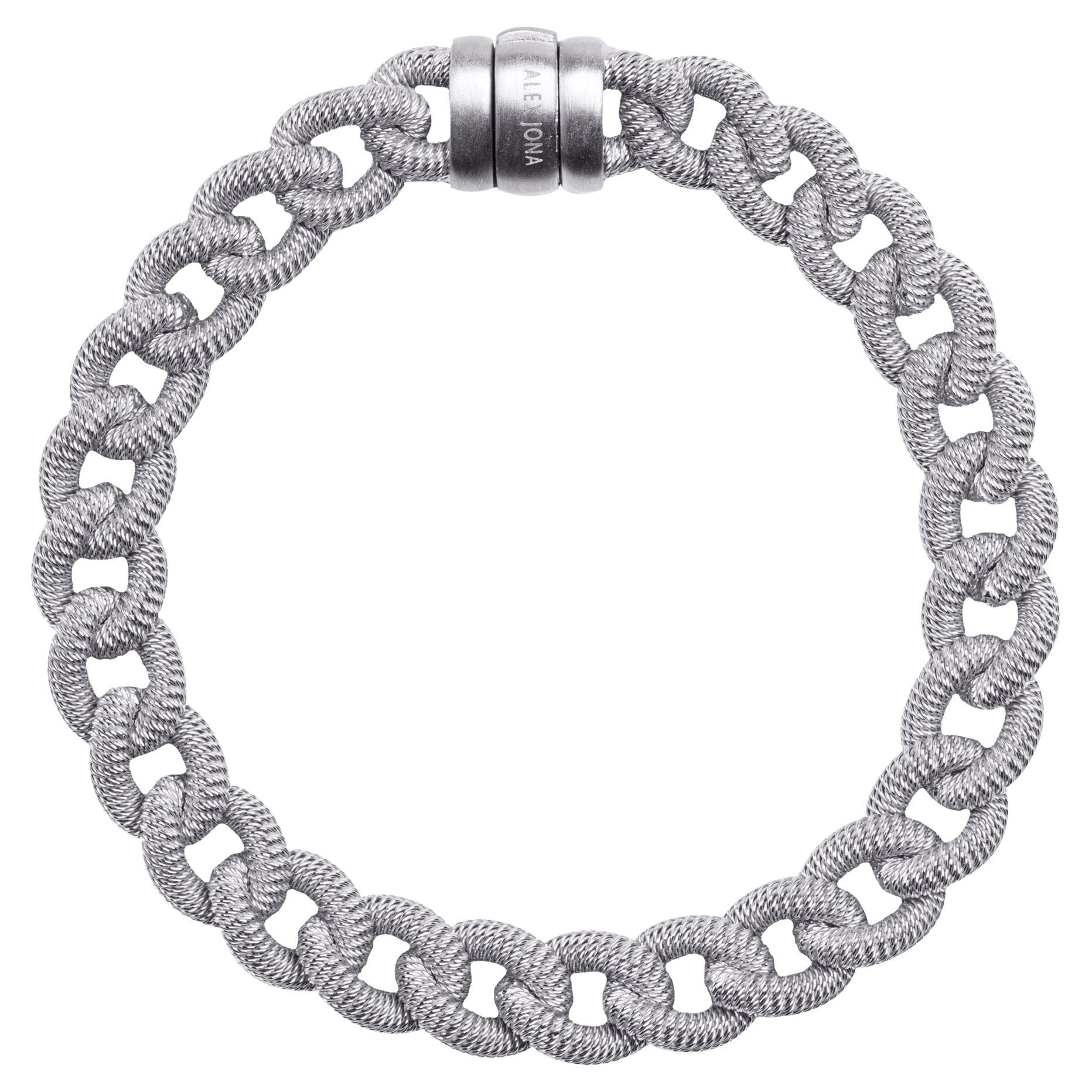 Alex Jona Sterling Silver Curb Link Bracelet For Sale