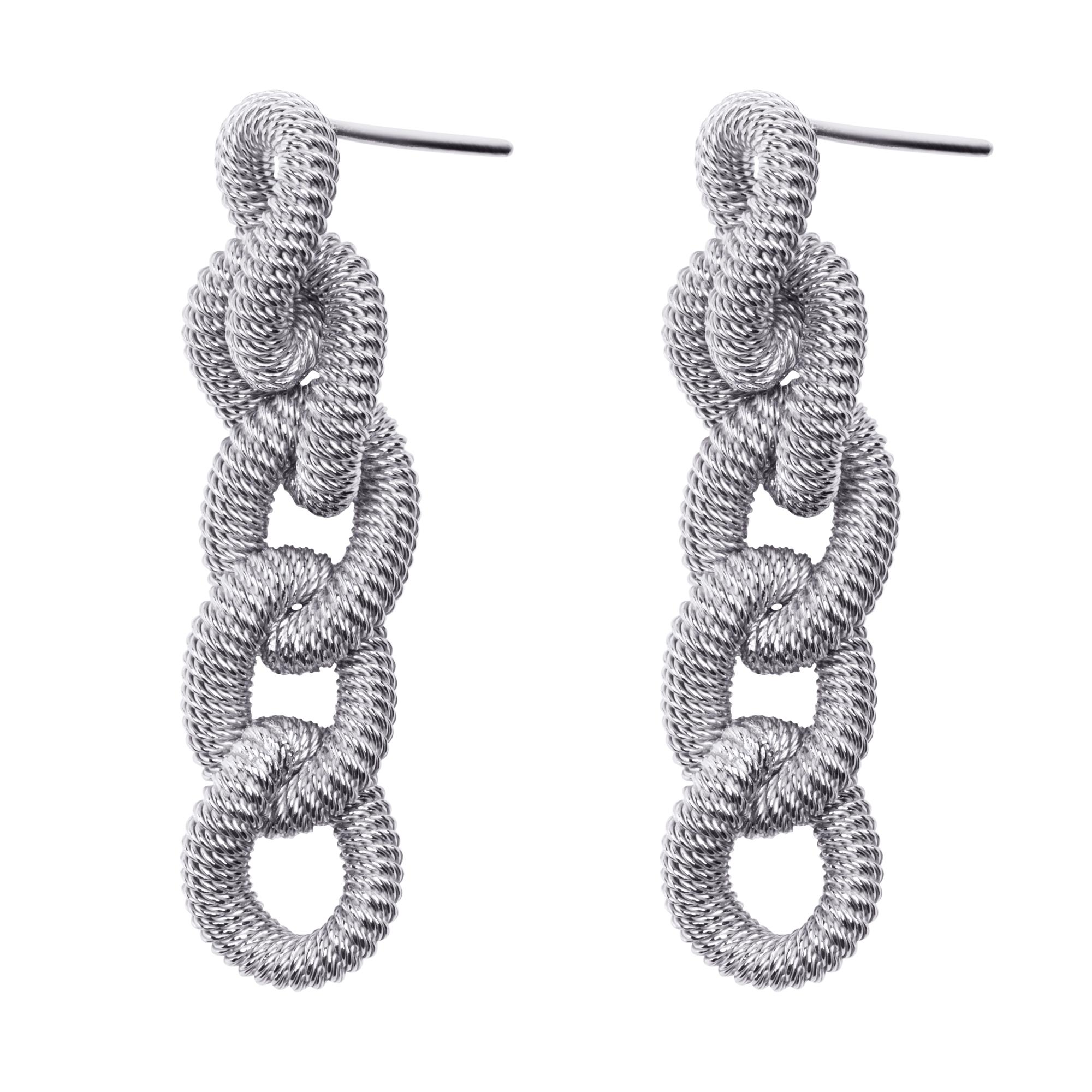 Alex Jona Sterling Silver Curb Link Pendant Earrings In New Condition For Sale In Torino, IT