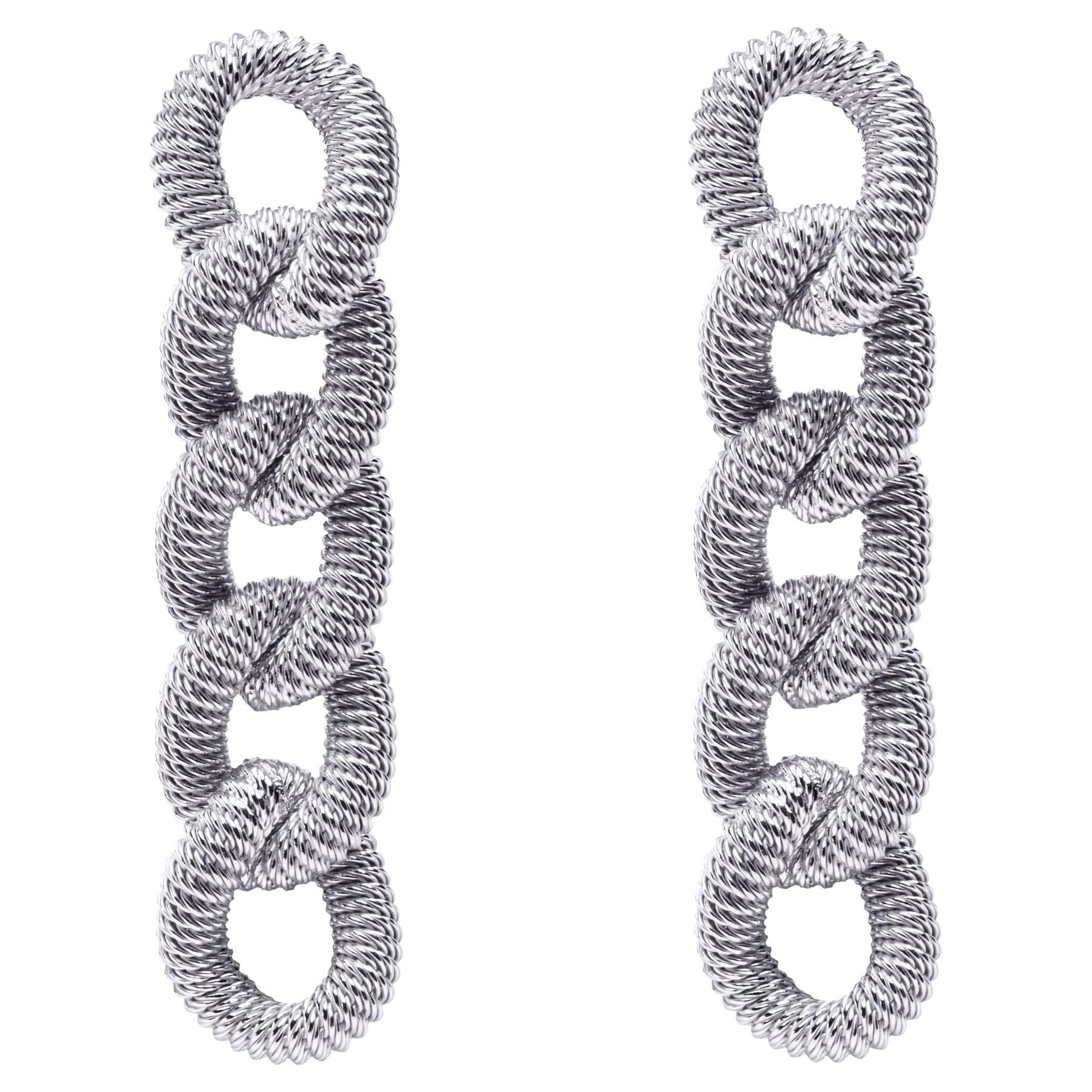 Alex Jona Sterling Silver Curb Link Pendant Earrings For Sale