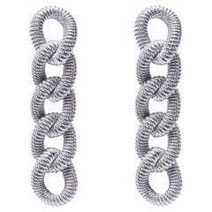 Alex Jona Sterling Silver Curb Link Pendant Earrings