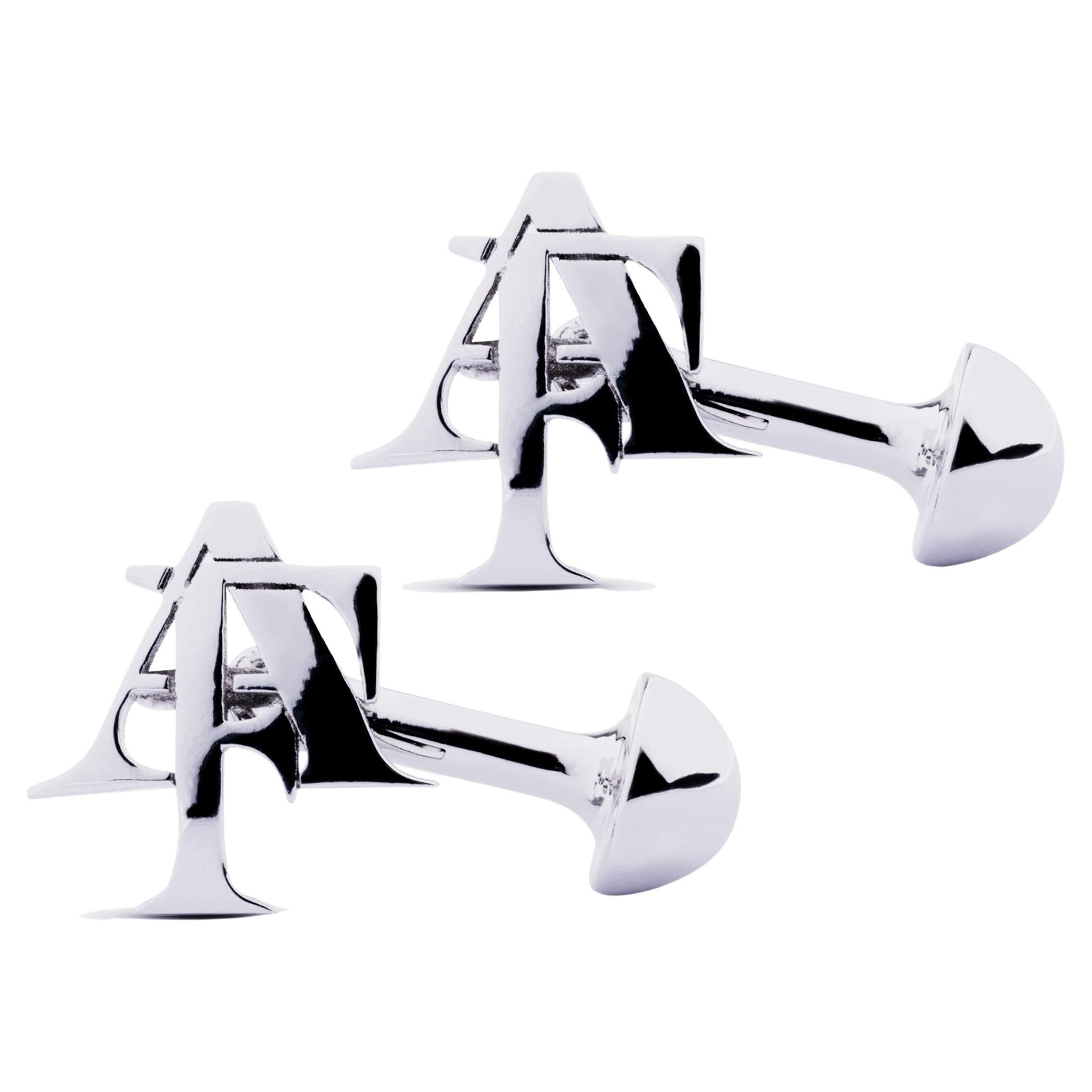 Alex Jona Sterling Silver Custom Made Initial Cufflinks For Sale