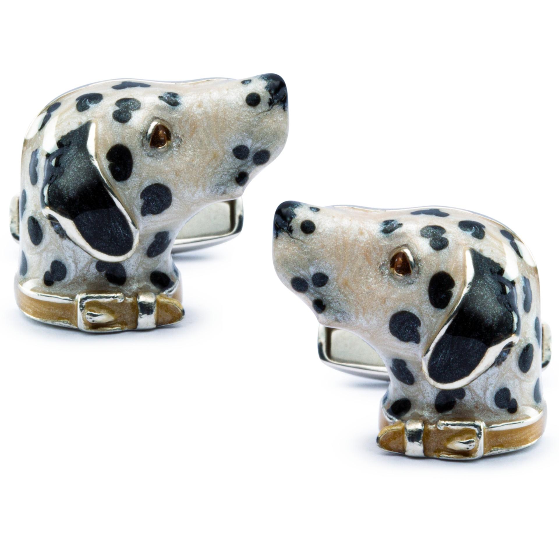 Alex Jona Sterling Silver Dalmatian Dog Cufflinks with Enamel