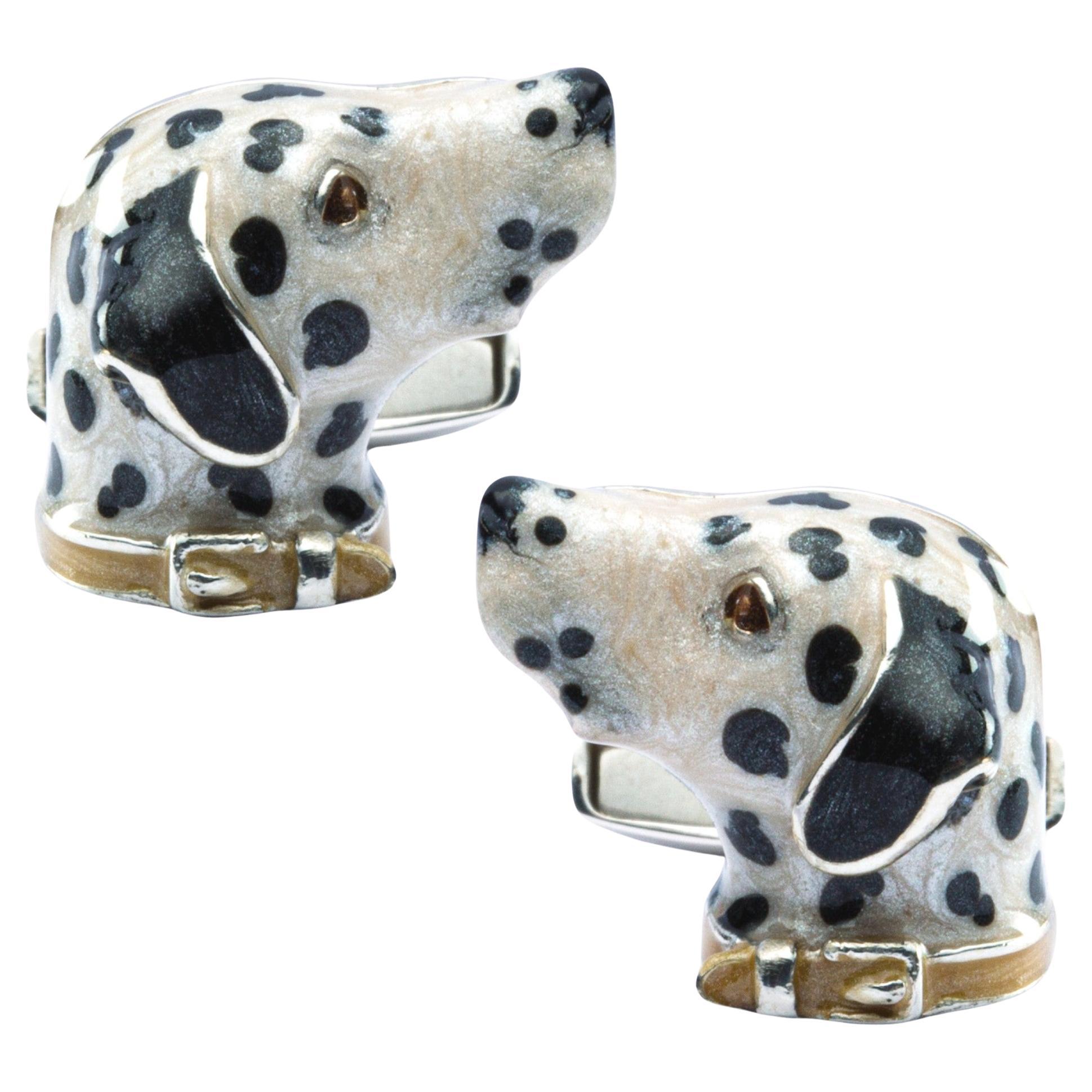 Alex Jona Boutons de manchette chien dalmatien en argent sterling et émail