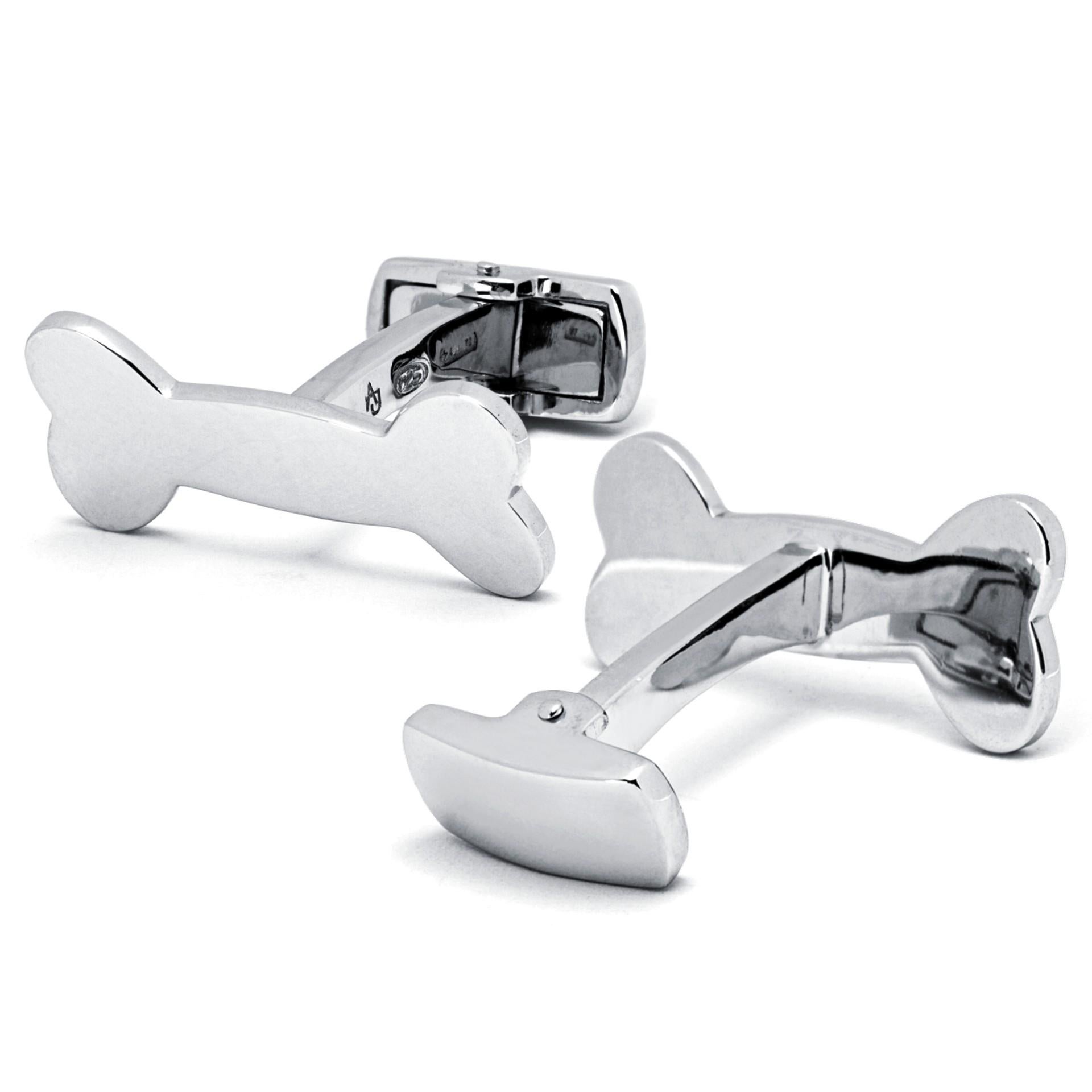 Men's Alex Jona Sterling Silver Dog Bone Cufflinks For Sale