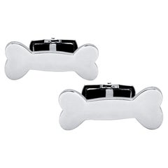 Alex Jona Boutons de manchette os de chien en argent sterling