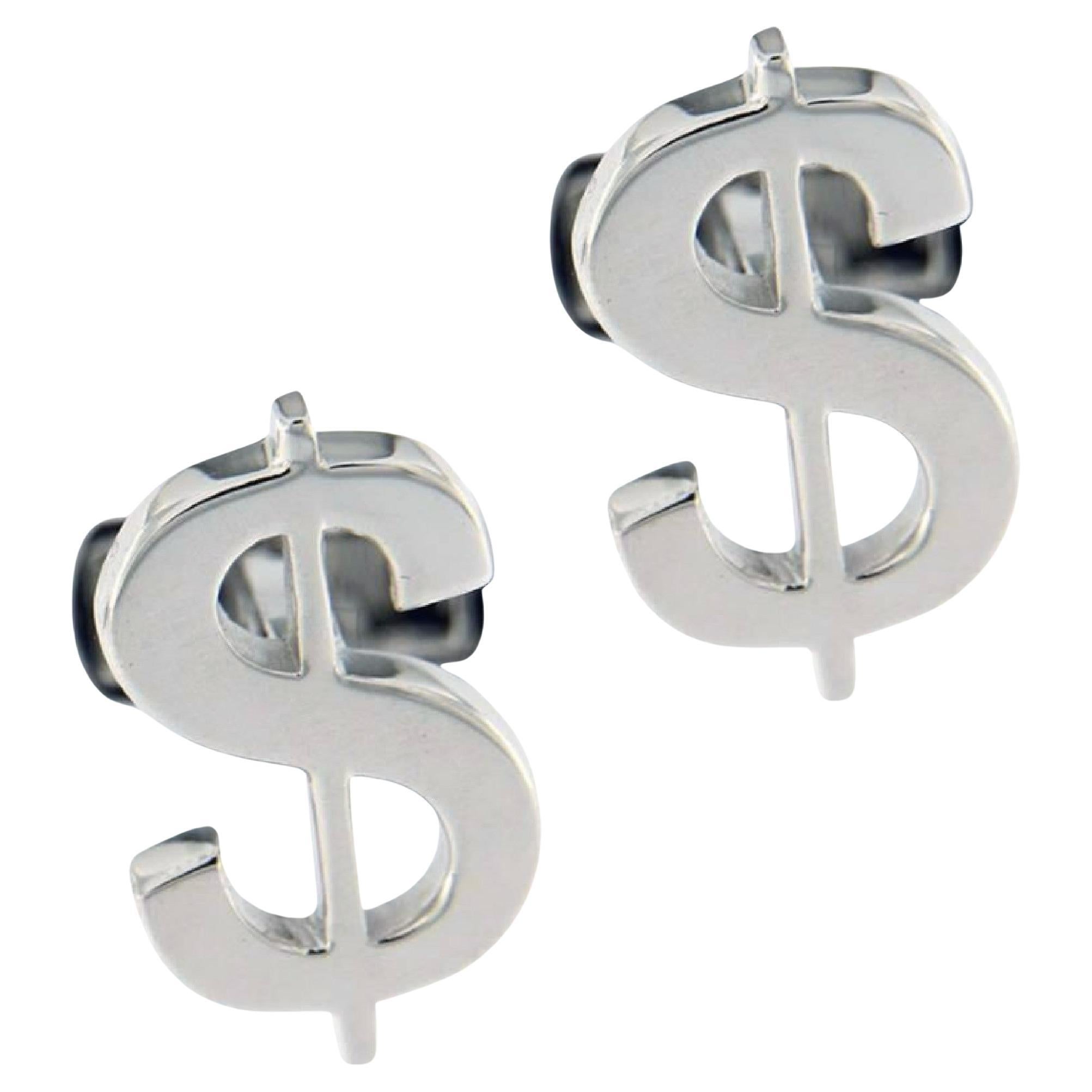 Alex Jona Sterling Silver Dollar $ Cufflinks For Sale