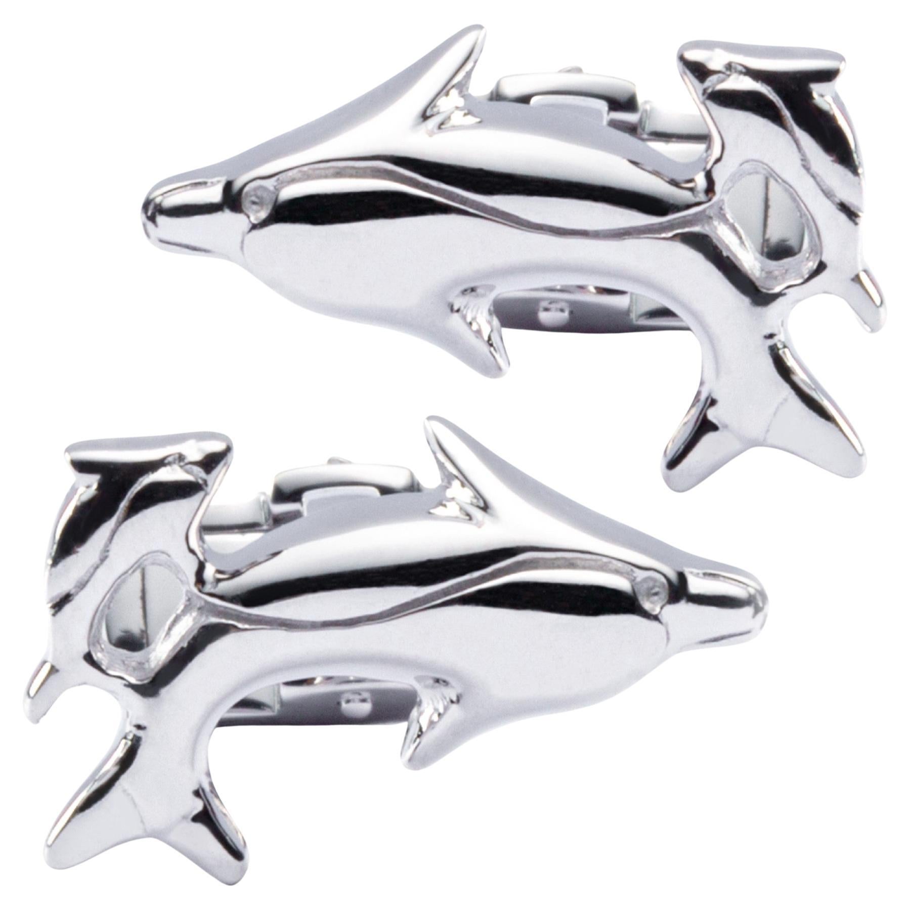 Alex Jona Sterling Silver Dolphin Cufflinks