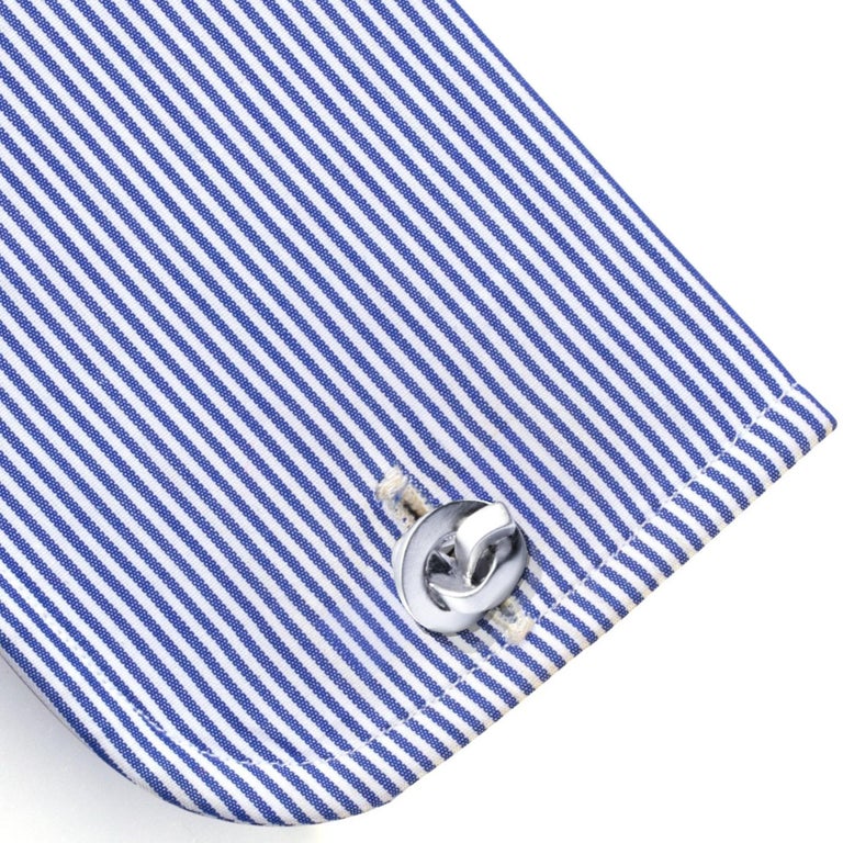 Alex Jona design collection, hand crafted in Italy, rhodium plated, brushed finish sterling silver double knot cufflinks. 
Alex Jona cufflinks stand out, not only for their special design and for the excellent quality, but also for the careful