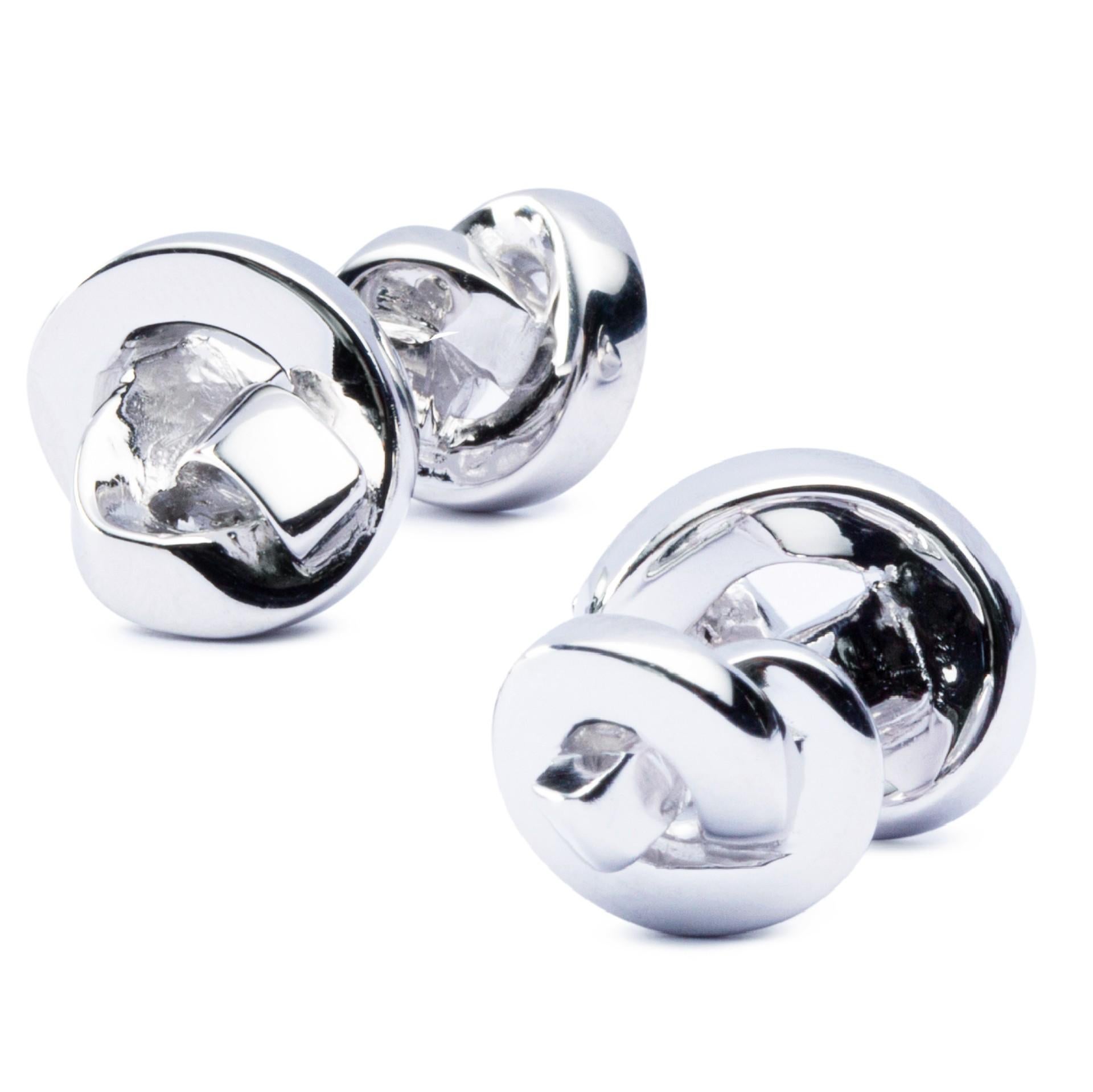 Alex Jona Sterling Silver Double Knot Cufflinks In New Condition For Sale In Torino, IT