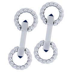 Alex Jona Sterling Silver Double Ring Folding Cufflinks