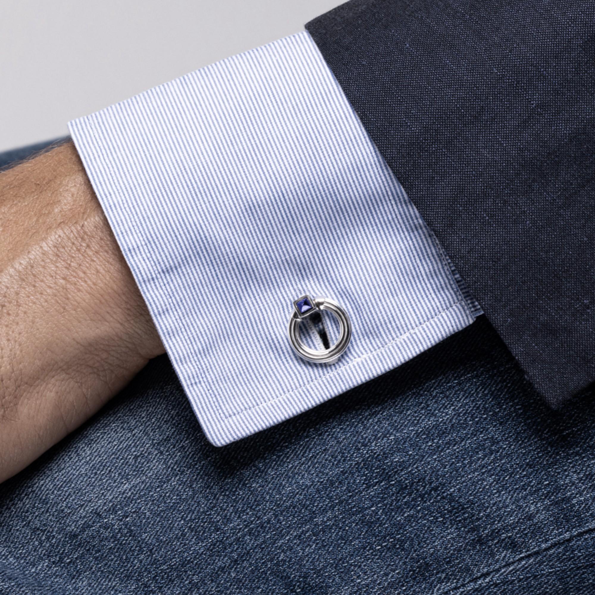 Gemelli Alex Jona in argento sterling a doppio anello Foldes Lapis Lazuli In condizioni Nuovo in vendita a Lugano, CH