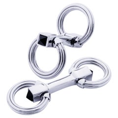 Alex Jona Sterling Silver Double Ring Folding Onyx Cufflinks