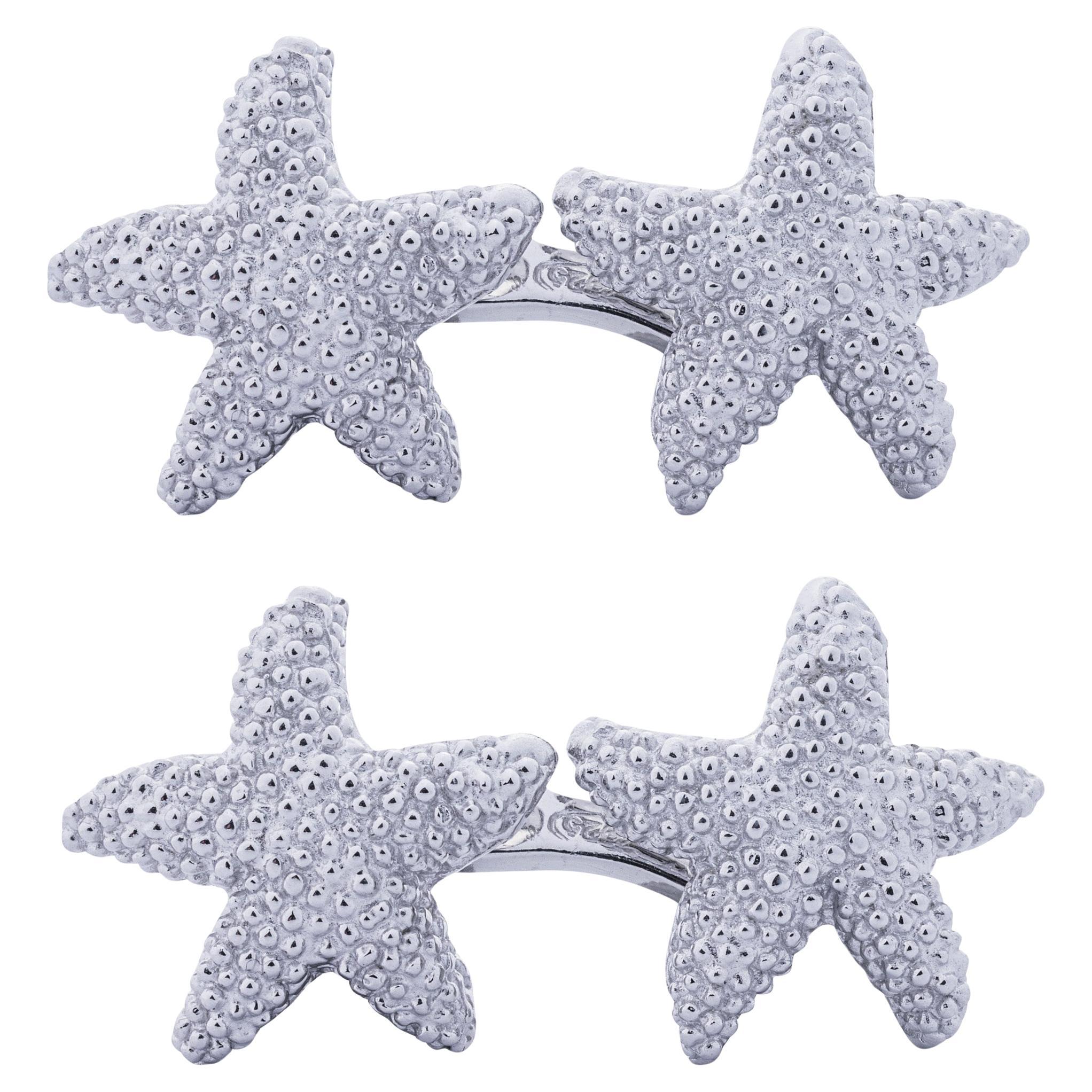 Alex Jona Sterling Silber Doppelte Seesterne Manschettenknöpfe