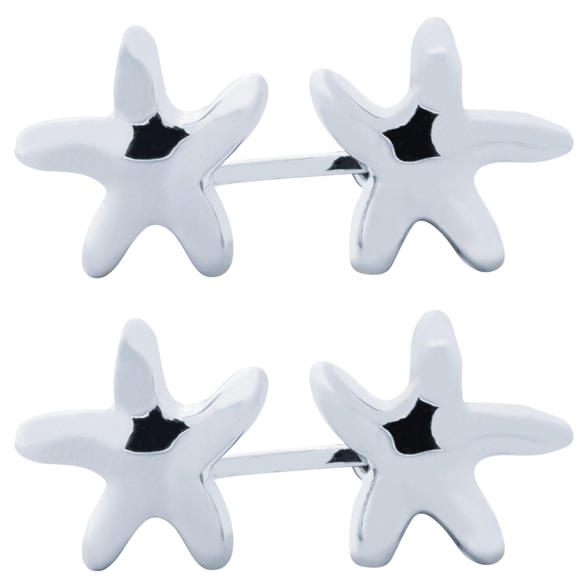 Alex Jona Sterling Silber Doppelte Seesterne Manschettenknöpfe