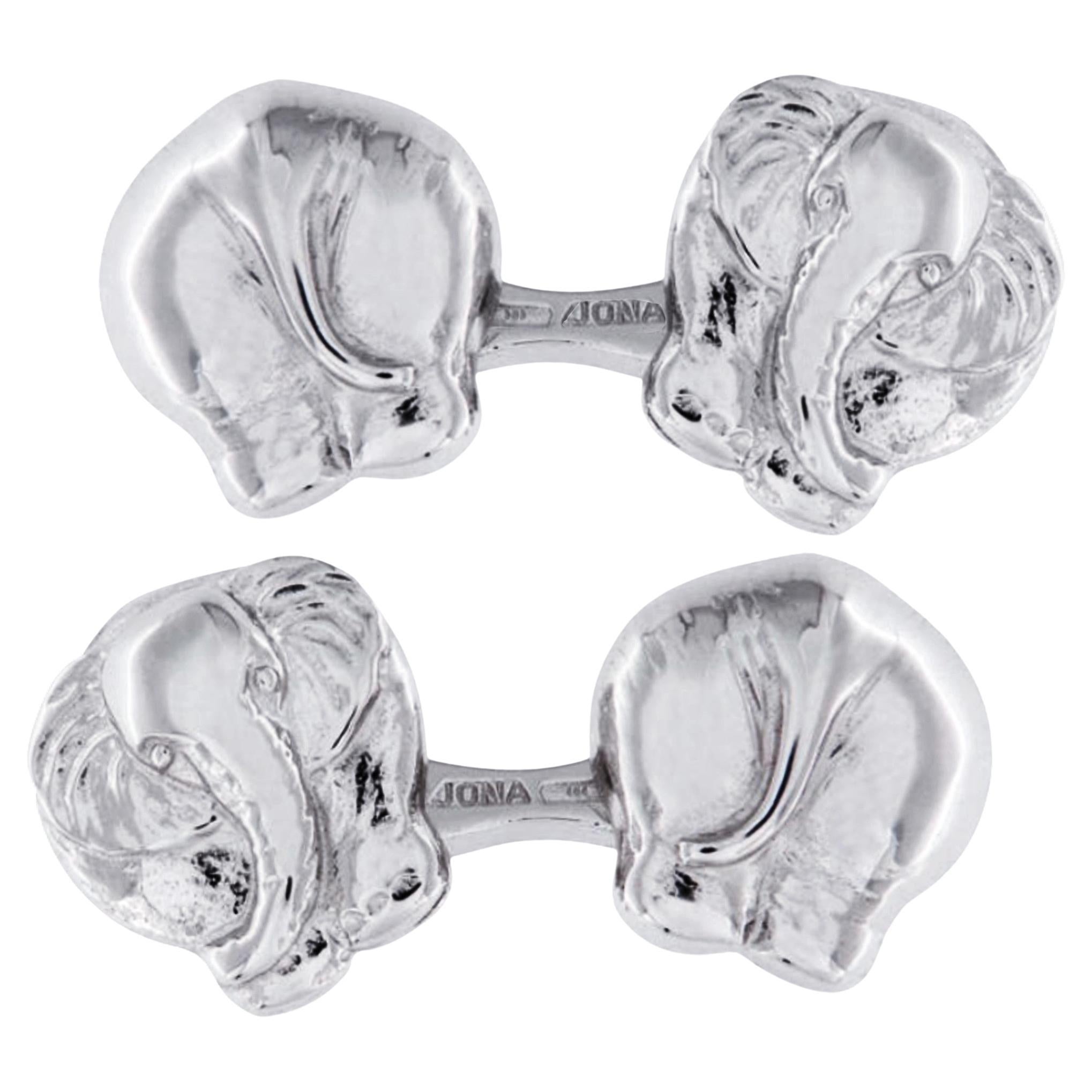 Alex Jona Sterling Silver Elephant Cufflinks For Sale