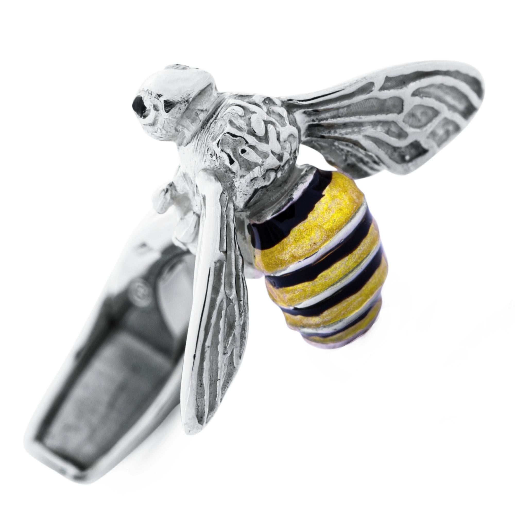 da uomo o donna Gemelli con ape smaltata Alex Jona Sterling Silver in vendita