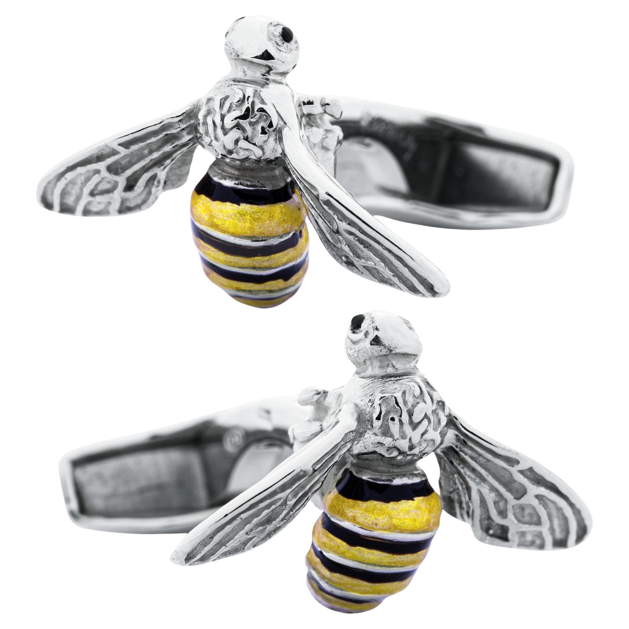 Gemelli con ape smaltata Alex Jona Sterling Silver in vendita