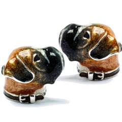 Alex Jona Sterling Silver Enamel Boxer Dog Cufflinks