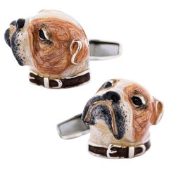 Gemelli da polso Alex Jona in argento smaltato Bulldog