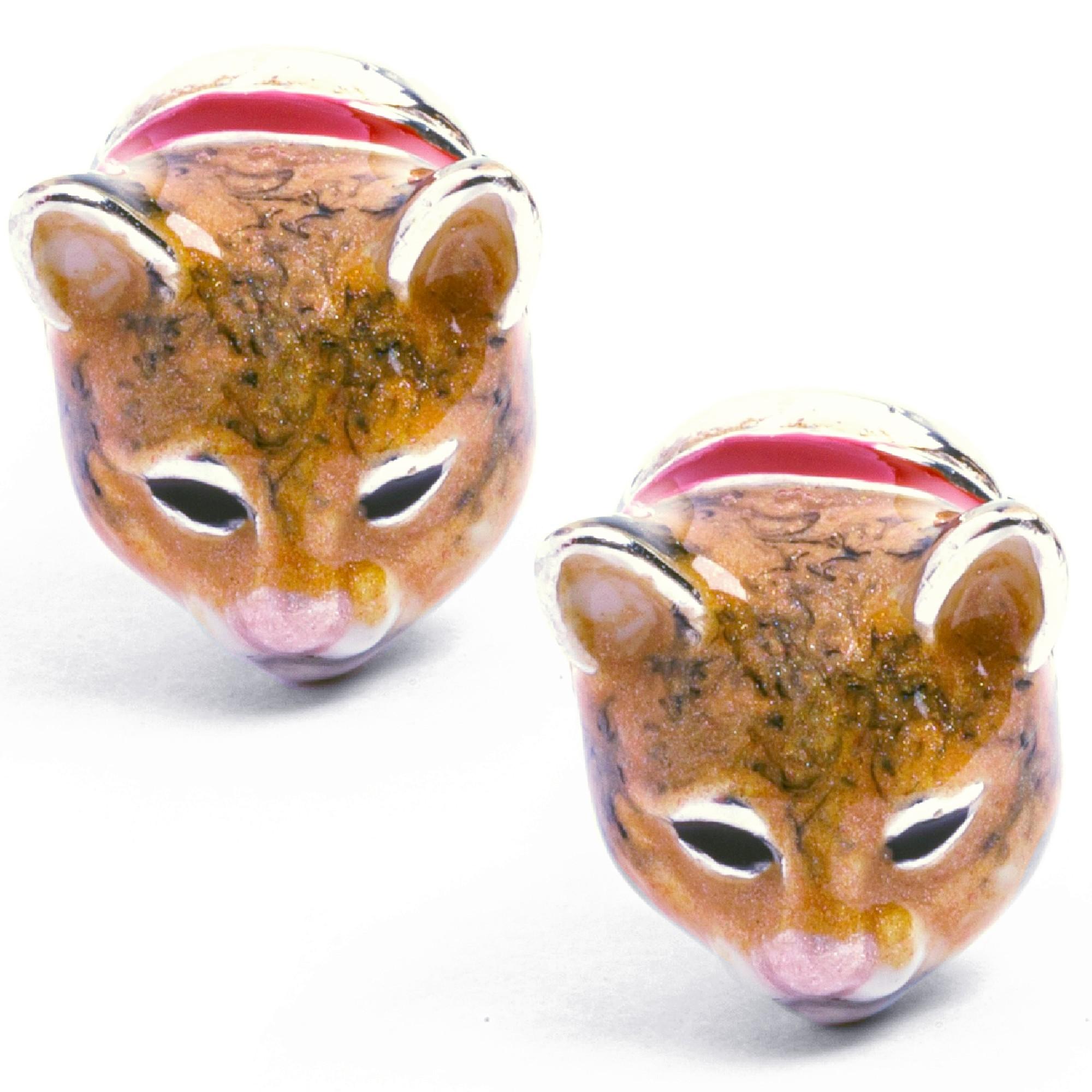 Alex Jona Sterling Silver Enamel Cat Cufflinks