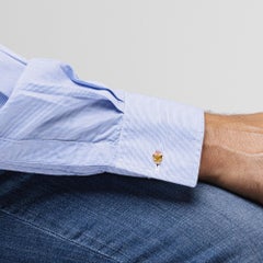 Alex Jona Sterling Silver Enamel Cat Cufflinks