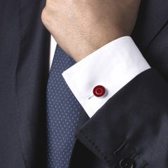 Alex Jona Sterling Silver Red Enamel Cufflinks