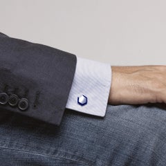 Alex Jona Sterling Silver Enamel Hexagonal Cufflinks