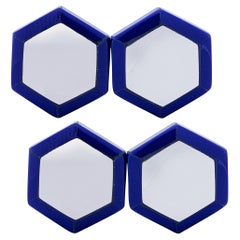 Alex Jona Sterling Silver Enamel Hexagonal Cufflinks