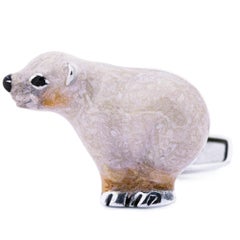 Gemelli con orso polare in argento smaltato Alex Jona