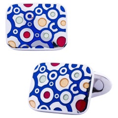 Alex Jona Sterling Silver Enamel Rectangular Cufflinks