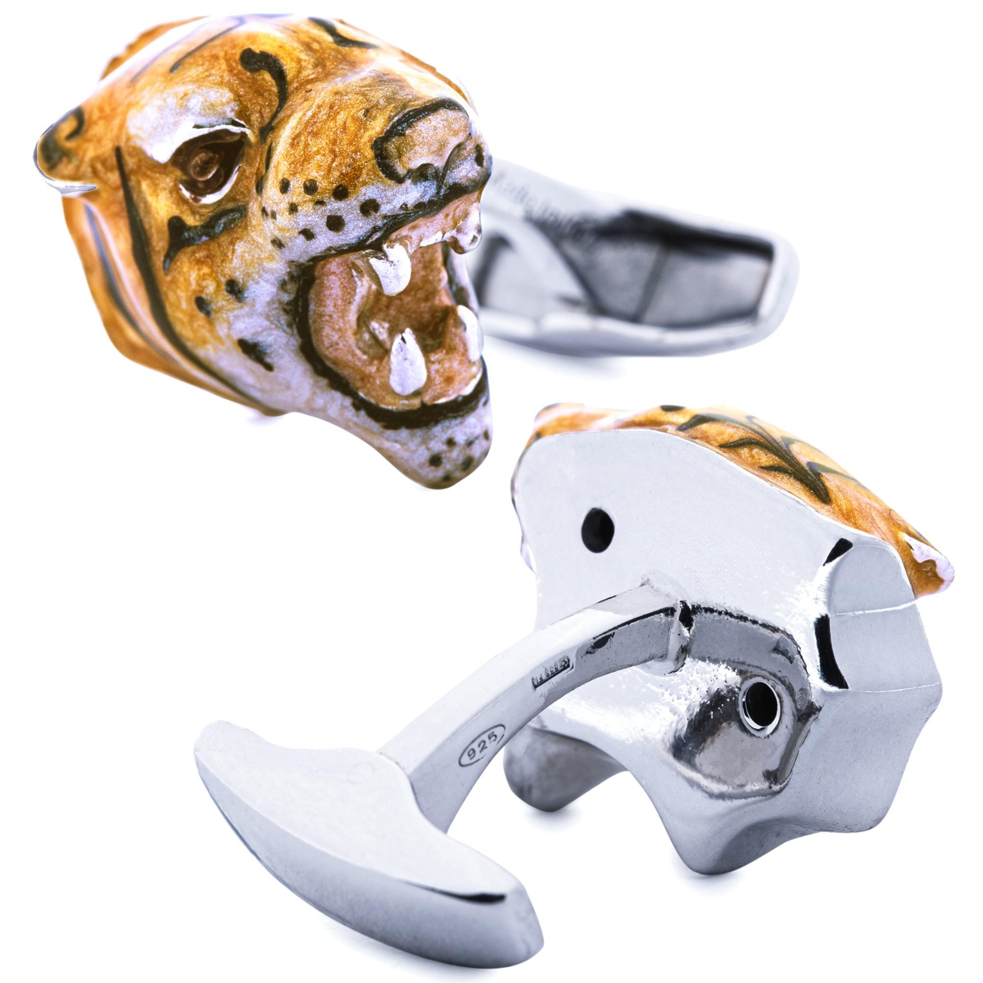 Gemelli con tigre in argento smaltato di Alex Jona In condizioni Nuovo in vendita a Lugano, CH
