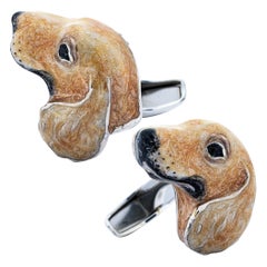 Alex Jona Sterling Silver English Cocker Dog Cufflinks with Enamel