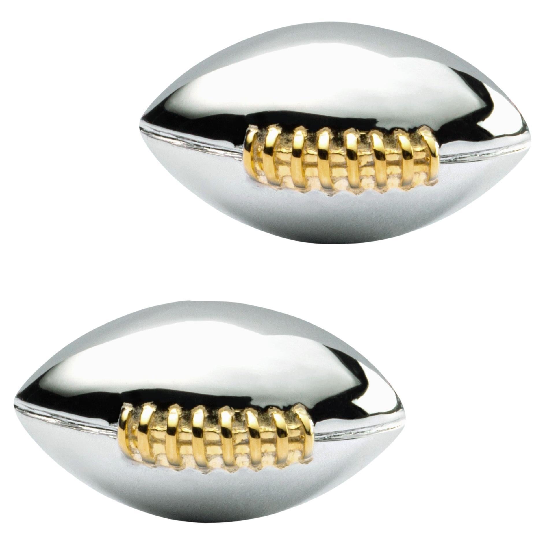 Alex Jona Sterling Silver Football Ball Cufflinks