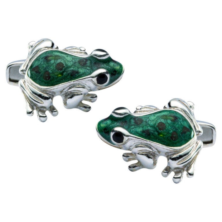 Alex Jona Sterling Silver Frog Cufflinks with Enamel For Sale at 1stDibs |  saturno sterling silver