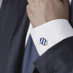 Alex Jona Sterling Silver Gold-Plated Blue and White Enamel Regimental Cufflinks